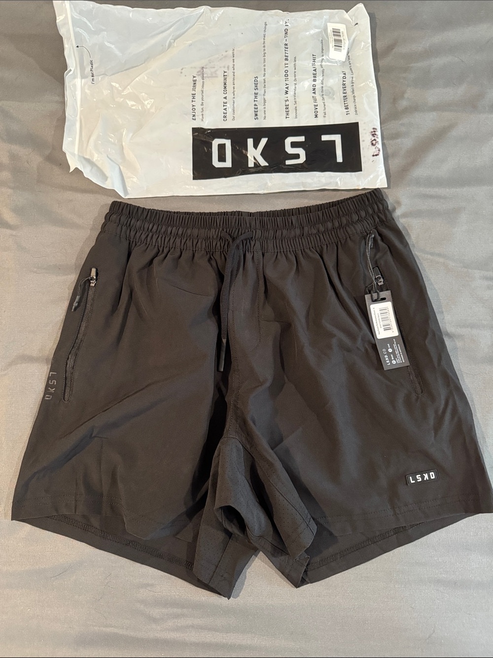 LSKD Men's Black Athletic Shorts